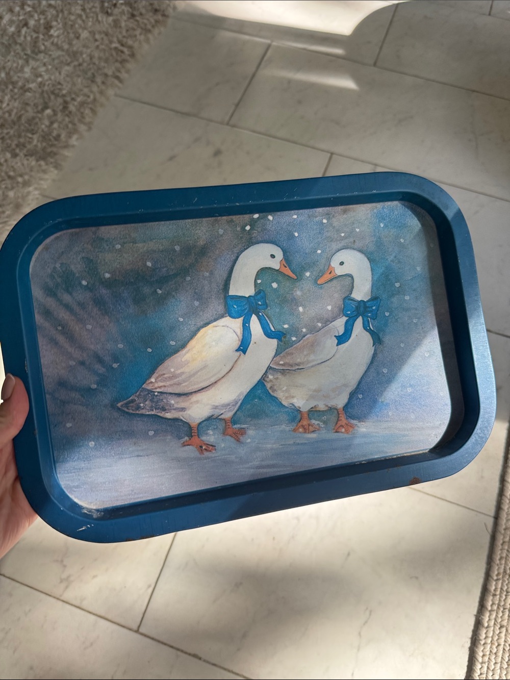 Blue Country Duck Decorative Serving Tray by